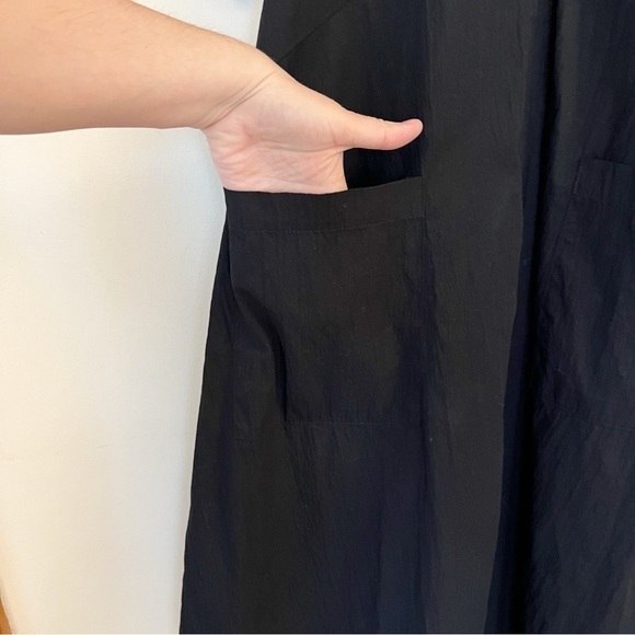 Elohim by Sabrina Goh Nayeli Black Midi A-line Dress Size Small Cotton Pockets - Picture 4 of 10